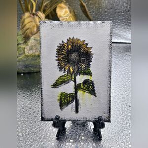 "5/$25" Mini Handpainted Sunflower Watercolor Art Canvas Painting W/Easel